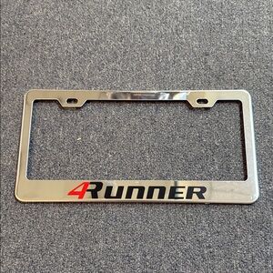 Tesla 4Runner Chrome Silver Metal License Plate Frame with Red